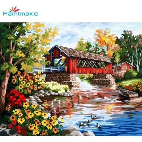 Paintmake Landscape DIY Paint By Numbers Oil Painting On Canvas Home Decoration Painting Art Picture Hand-painted Kids