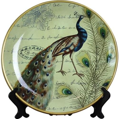 European retro Ceramic Plate house wine cabinet desktop restaurant living room decoration wall hanging plate Home Decor