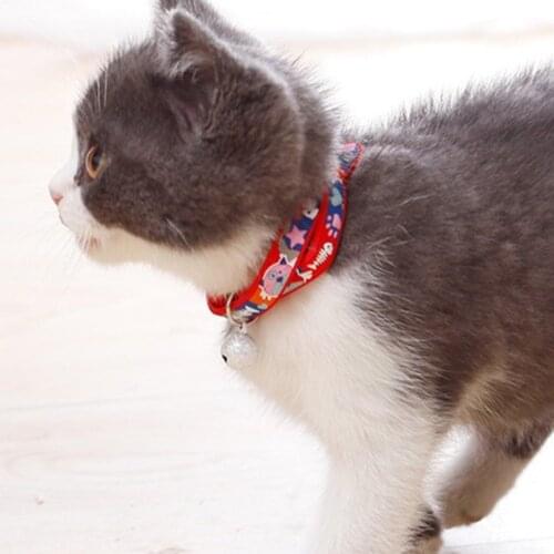 Bell Collar For Cat Dog Adjustable Print Collar with Small Bell For Cats Kitten Puppy Accessories Animal Goods Pet Supplies
