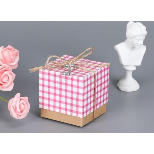 10Pcs Wedding Birthday Party Baby Shower Candy Box Festival Party Supplies Baptism Gifts Box Gorgeous Cute Plaid Shirt Gift Box