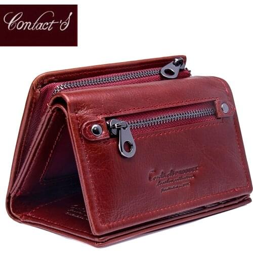 Contacts Fashion Short Wallet Women Genuine Leather Small Mini Coin Purses Hasp Female Card Holder Wallets for Women Carteiras