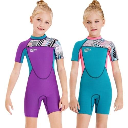 Girls Abstract Art Wetsuit Swimwear Plaid Neoprene Diving Suit Swimsuits For Kids Girl Surfing Jellyfish Swimsuit Wet Suit Child
