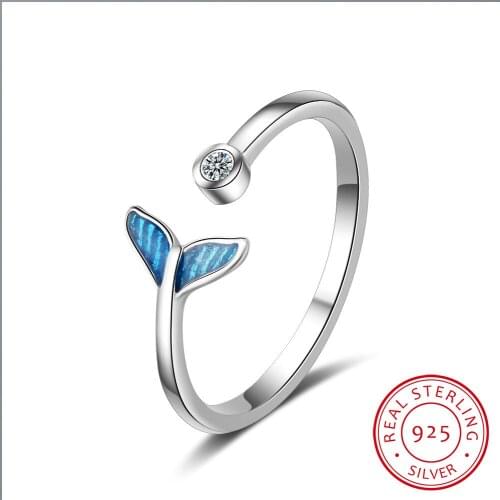 New 100% 925 Sterling Silver Fashion Women Mermaid Tail Rings Size 5 6 7 Wonderful Gift For Girls Kids Ladys DS556