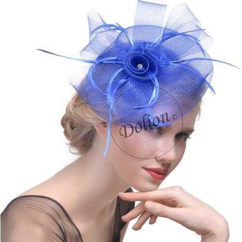 New Style Brides' Veils Fedoras Hat Female Linen Hair Accessories Feather Hat Flower Headswear Lady Headdresses B-8286