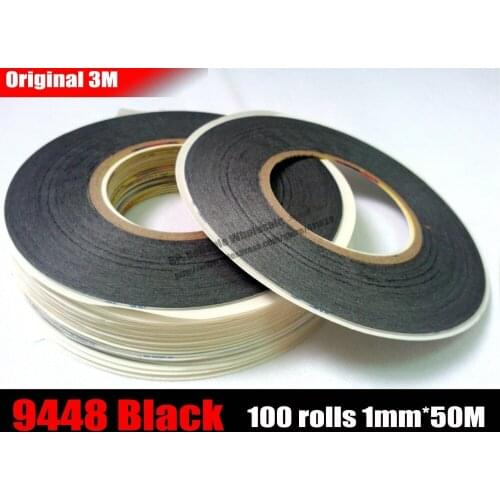 Wholesale! 100 Rolls (1mm*50M) 3M 9448AB Black Double Sided Acrylic Adhesive Tissue Tape for iphone ipad HTC Screen Glass LCD