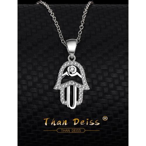 S925 Sterling Silver Hand of Fatima Necklace Clavicle Chain Lucky palm Jewelry Pendant Simplicity Fashion Ladies Secklace