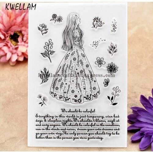 Flowers GIRL Scrapbook DIY photo cards rubber stamp clear stamp transparent stamp 10x15cm KW8012050