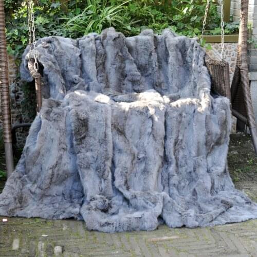 CX-D-56 Hot Selling Rabbit Fur Rugs Good Quality Fur throw blanket DROP SHIPPING