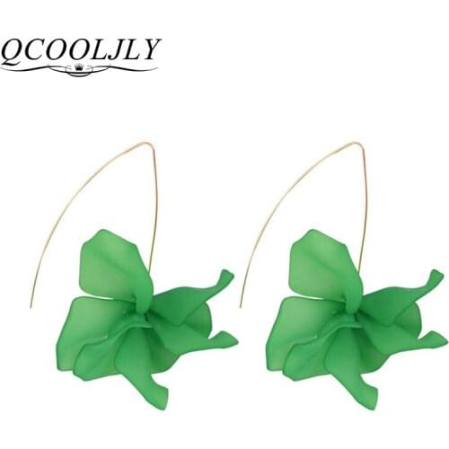 QCOOLJLY Multicolored Petal Dangle Earrings For Women Fashion Resin Flower Long Earrings 2019 New Designs Bohemia Handmade Gift