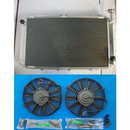 Aluminum alloy radiator + 2 Fans for Nissan GQ Patrol Y60 4.2L Petrol MT TB42S TB42E
