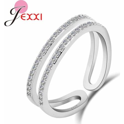 Adjustable Anillos 925 Sterling Silver Wedding Jewelry Rings for Women Crystal Engagement Cubic Zirconia Ring Primotion