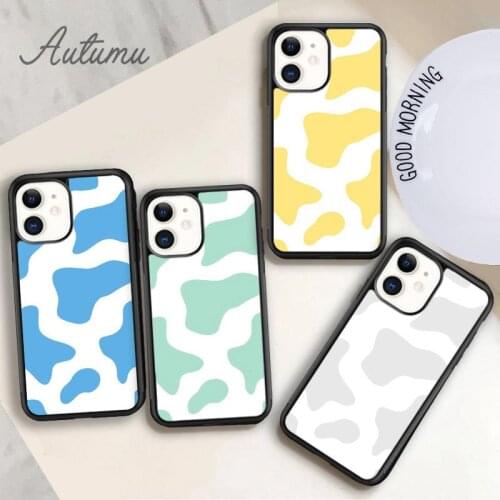 Cow print rubber Phone Case for iPhone 11 12 Pro Max mini X XR XS SE 2020 5 6S 7 8 Plus Samsung Galaxy S8 S9 S10 Cover shell