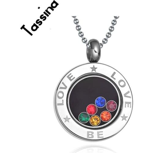 Tassina 316L Stainless Steel Crystal Pendant Necklace Rainbow Pendant LGBT Accessories For Gay Pride Jewelry TNPPN014