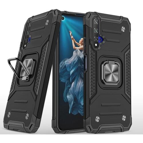 For Nova 5T Shockproof Case for Huawei Nova 5T Metal Ring Holder Magnet Armor Impact Protective Case Cover for Nova 5 T Nova5T