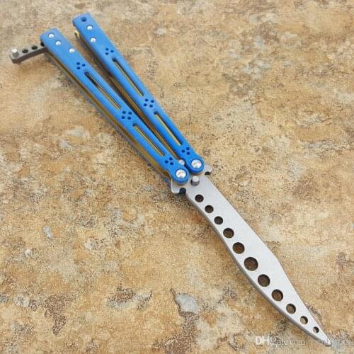 Basilisk HOM Butterfly Trainer Knife D2 Blade BlueG10+titanium Handle Bushing System Folding Pocket EDC knife