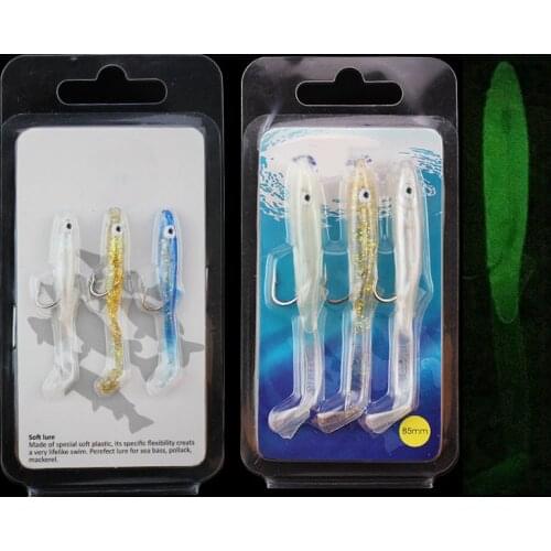 WALK FISH 3PCS/Lot Paddle Tail eel 55mm/80mm Anguilla false bait Paddle Tail Sand Eel artificial lure jurel soft bait