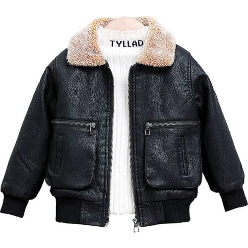 2 3 4 5 6 7 8 9 Years Boys Jackets Autumn Winter Thicken PU Leather Clothing Toddler Baby Coats Boys Winter Outerwear Leather