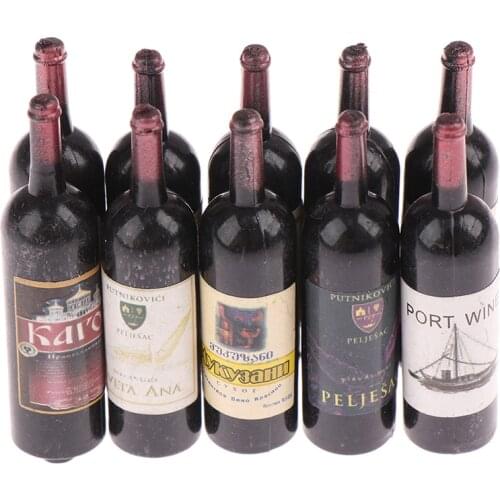10Pcs 1/12 Dollhouse Miniature Accessories Mini Wine Bottle Set With Box Simulation Drinks Model Toys For Doll House Decoration