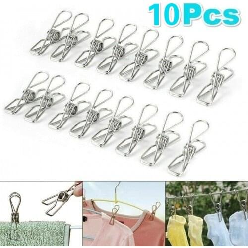 10PCS 6cm Stainless Steel Wire Clip Underwear and Panty Clip Socks Rack Clip Sealing and Drying Socks Clip