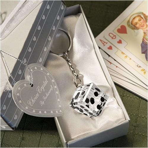 12pcs/lot Wedding Favors and Gifts Crystal Collection Lucky Dice Keychain Baby Christening Gifts Baby Shower Favors