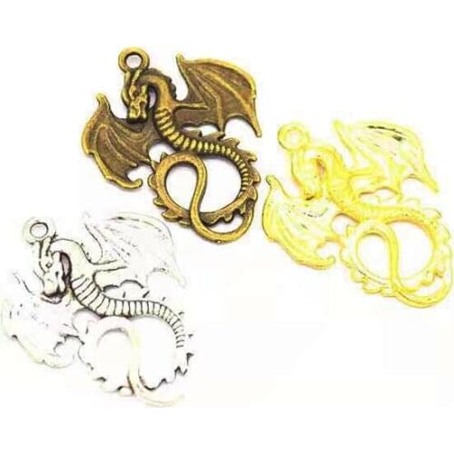 14pcs/lot 35x27mm 3 Colors Animals Mini Flying Dragon Pendant Charm For Jewelry Pendant Making Wholesale