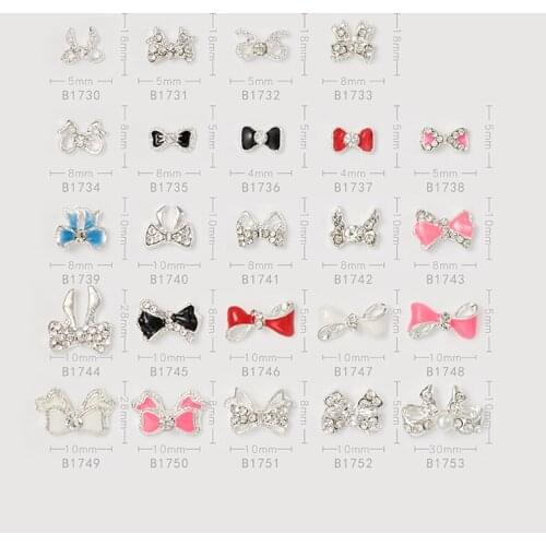 200Pcs/Lot Luxury Style Cross Crown Bow Pearl Rabbit Charms Rhinestones Alloy Nails Tools For Glitter 3D nail polish gel