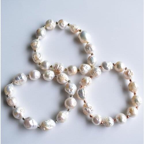 2020 new Fashion 100% Real Baroque Natural freshwater Pearl Near Round charm bracelets for women gift jewelry free shipping