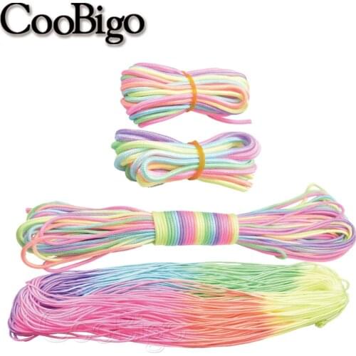 Dia. 3mm Light Rainbow Thread Macrame Cord Paracord Rope Craft String Twine Accessories for DIY Bracelet Keychain Lanyard 3-100m