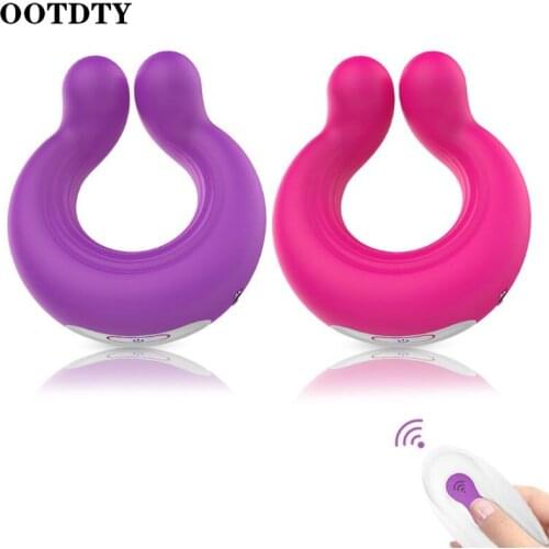 9 Frequency Dildo Rings Vibrating Double Head Rechargeable Massager Remote Control Adult Sex Toy for Men Couples