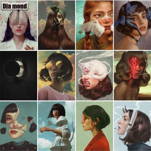 5D DIY Full Drill Diamond Painting Abstract Woman Diamond Embroidery Abstract Face Girl Portrait Cross Stitch Rhinestone Mosaic