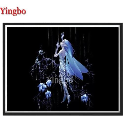Blue Flower Fairy Elf Diamond Painting Full Drill square 5D Home Decor Diamond Embroidery Cross Stitch Cartoon Wall Stickers