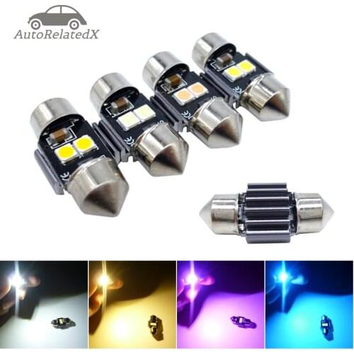 2x C5W Car led 28mm 29mm Festoon C10W 6641 6614F Sun Visor Vanity Mirror Light Door Dome Reading Lamp white blue purple 12V 24V