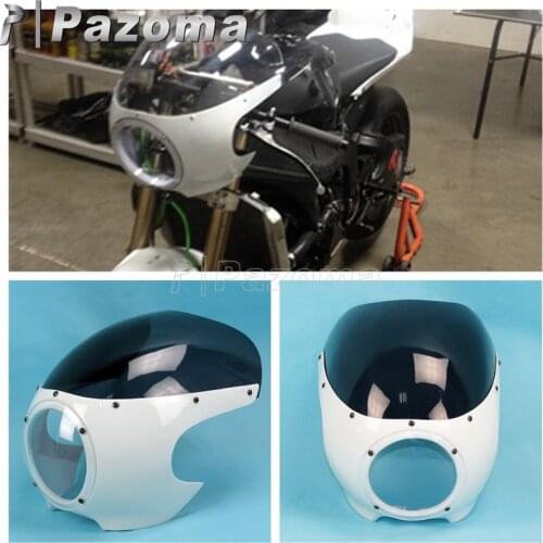 White Smoke Motorcycles Classic Drag Cafe Racer Fairing Viper Windshield Windscreen 5-3/4" Headlight
