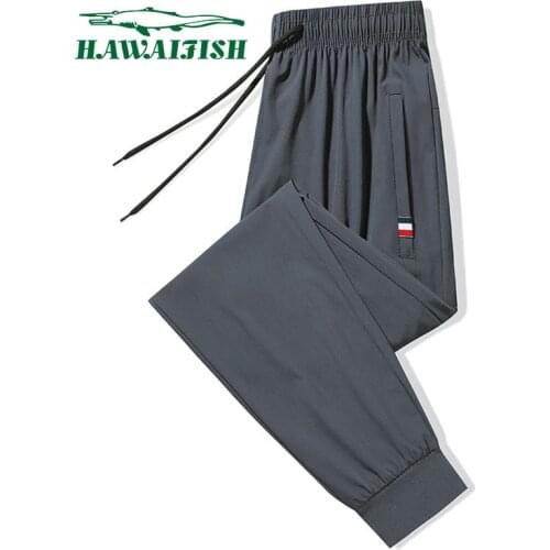 Mens Trousers Sweatpants Summer Thin Ice Silk Pants Mens Quick-drying Fitness Pants Fashion Simple Nine-point Guard Pants