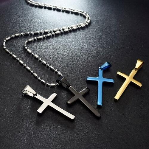 Dolaime Fashion Simple Elegant Stainless Steel Small Cross Pendant Necklace Chain For Men Women Jewelry GP635