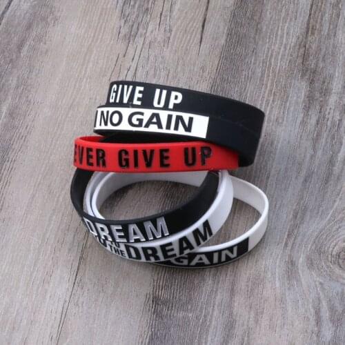 Road to the Dream Never Give Up Motivational Bracelets Silicone Rubber Band Elastic Inspirational Bracelets Jewelry Gift