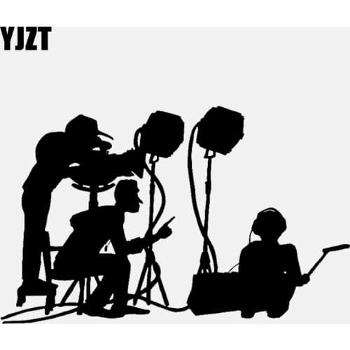 YJZT 15.7CM*9.7CM Interesting Video Camera Crew Movie Vinyl Black/Silver Car Sticker C22-0910