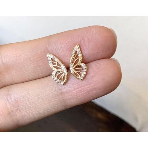 CRMYA Dainty Cubic Zirconia Crystal Gold Plated Butterfly Wing Stud Earrings Fashion Jewelry