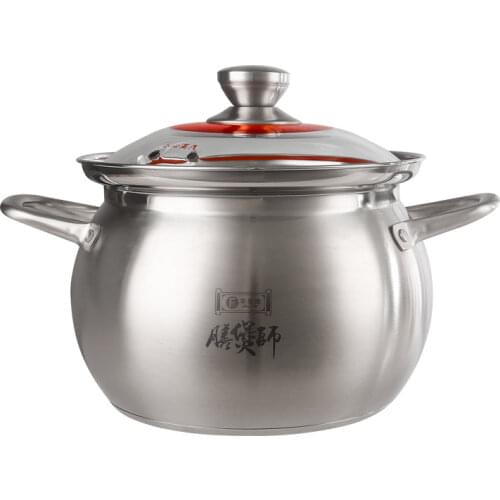 Thickened 304 stainless steel soup pot new drum design Increase the capacity of porridge soup hot pot cookware big cooking pot