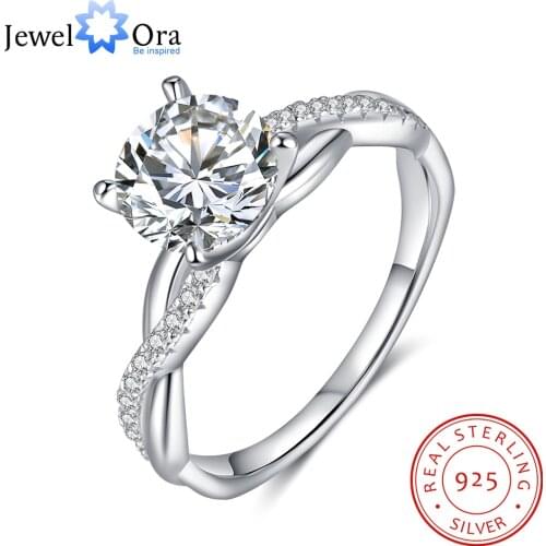 JewelOra 925 Sterling Silver 8mm D Color Moissanite Diamond Ring Women Marriage Rings Silver 925 Fine Jewelry Anniversary Gift