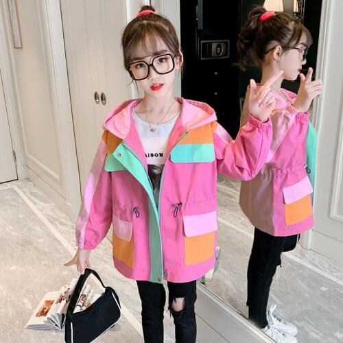 Splicing Jacket Spring Autumn Coat Outerwear Top Children Clothes School Kids Costume Teenage Girl Clothing High Quality