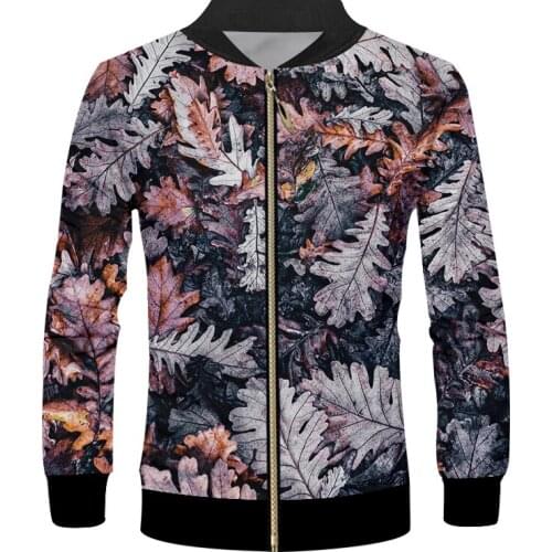 IFPD EU/US Size Dead Leaves 3d Printed Man Zipper Jackets Harajuku Weeds Coat Casual Fashion Sweatshirt America Plus Size