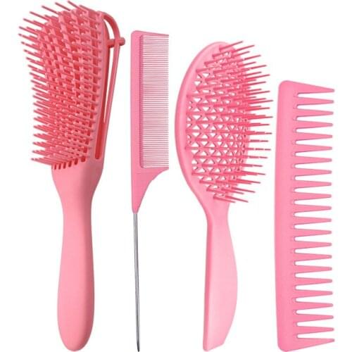 4pcs plastic comb set barber accessories massage comb anti-static hairdressing comb