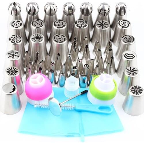 62Pcs/Set Stainless Steel Icing Piping RussianTips Ball Spherical Cream Nozzle Pastry Kitchen Accessories Cakes Decorating