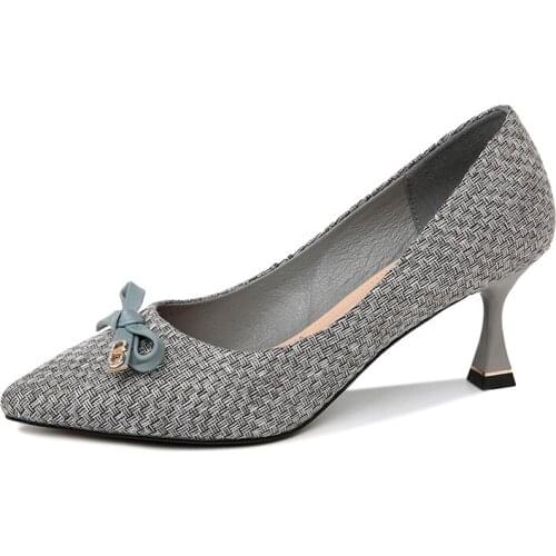 Pointed Stiletto Single Shoes Pure Color WomenS Shoes With Bow Decoration WomenS Platform Shoes