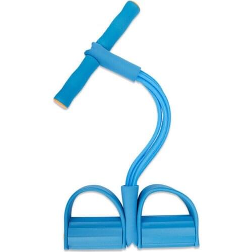 Foot Pedal Pull Rope Resistance Exercise 4-Tube Yoga Equipment Sit-up Fitness