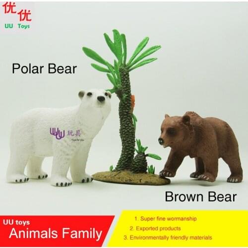 Hot toys: Polar Bear & Brown Bear(Grizzly Bear) family pack Simulation model Animals kids toys children educational props