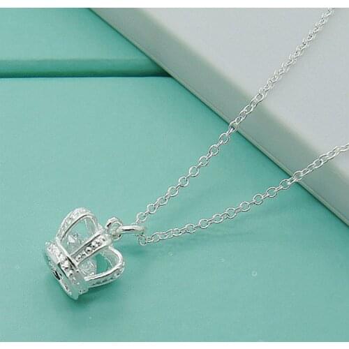Luxury Brand 925 Sterling Silver Unique Design Queen Crown Pendant Necklaces for Women Charm Jewelry