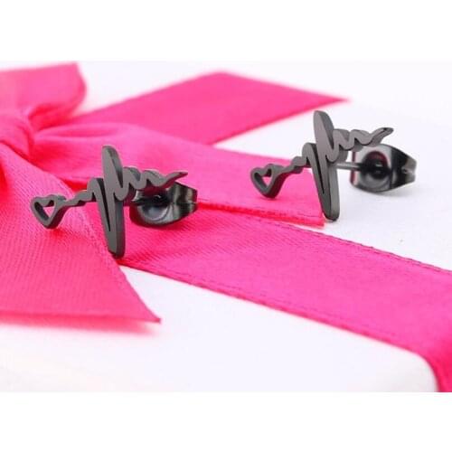 DOUBLEHEE 37 Waveform Trend Brief Titanium Stainless Steel 3 Colors Plated Men Earring Stud Earrings For Women Classic Jewelry