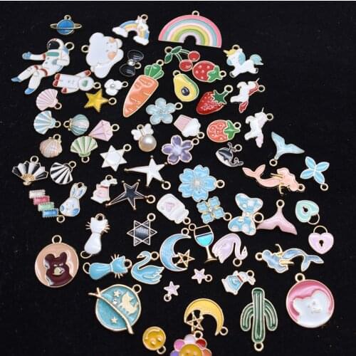 Mixed Alloy Metal 20Pcs Mix Size 50- 200 Style Rainbow Drop Oil Charms KC Gold Pendant For DIY Jewelry Making Accessory Bracelet